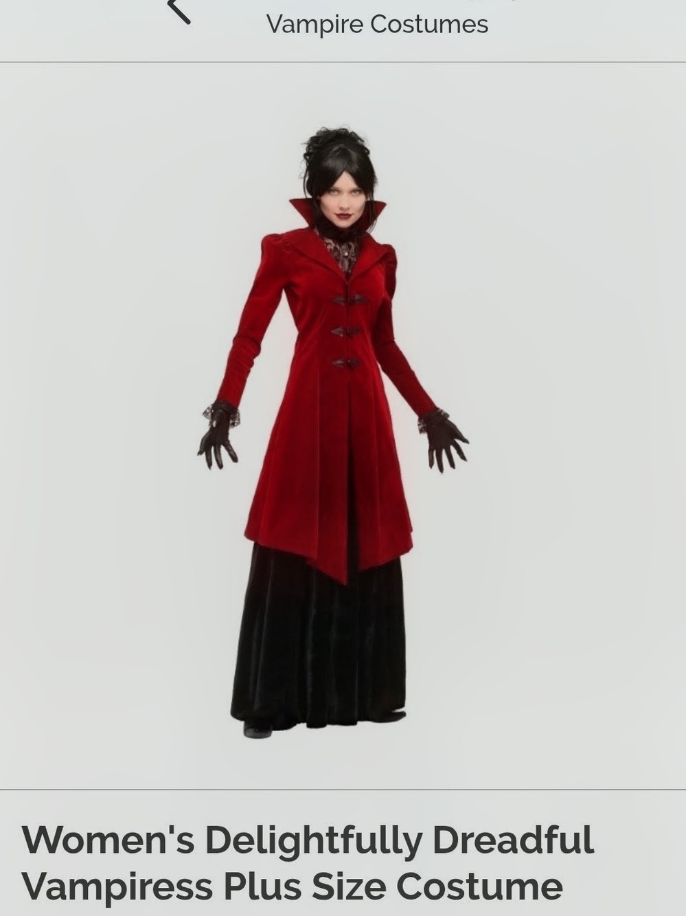 Women's Halloween Velvet Skirt & Coat with High Collar Costume